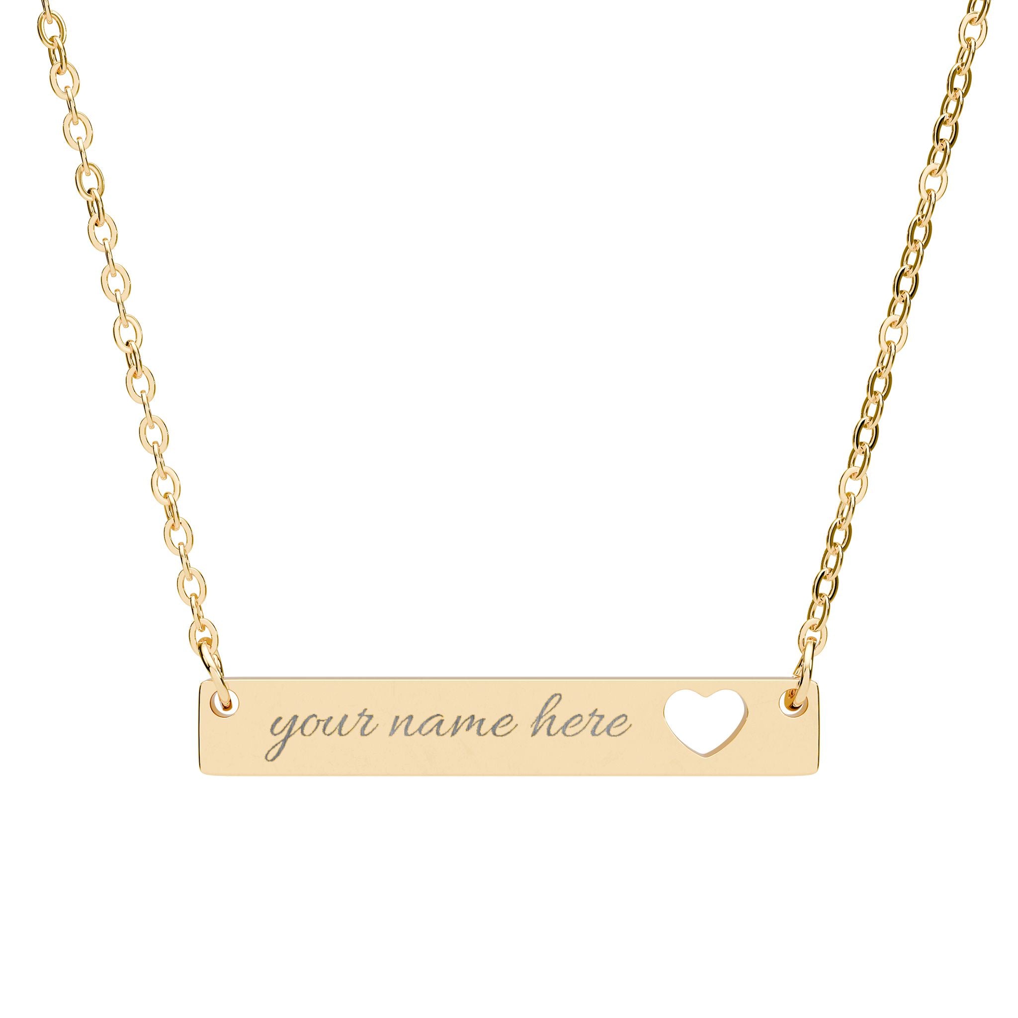 Cutout Heart Bar Necklace (Engraving)
